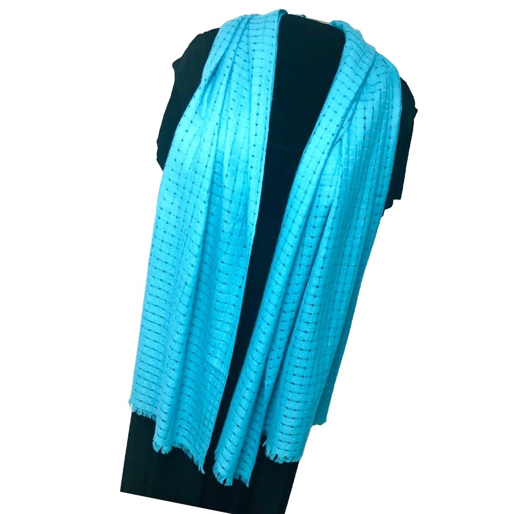 Forte‎ Cashmere Open Weave Scarf Wrap Shawl Aqua Women's 78 x 25.5